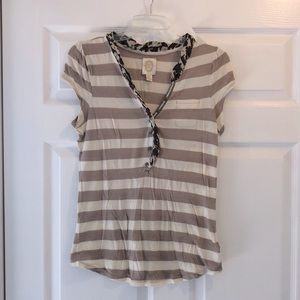 Anthropologie striped top with neck detail